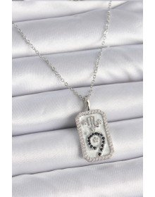 316L Çelik Gümüş Renk Zincir Akrep Burcu Zirkon Taşlı Kadın Kolye