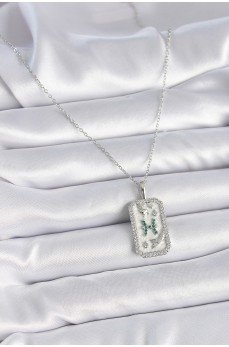 316L Çelik Gümüş Renk Zincir Balık Burcu Zirkon Taşlı Kadın Kolye