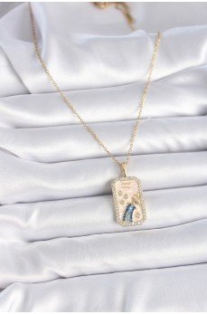 316L Çelik Gold Renk Zincir Kova Burcu Zirkon Taşlı Kadın Kolye