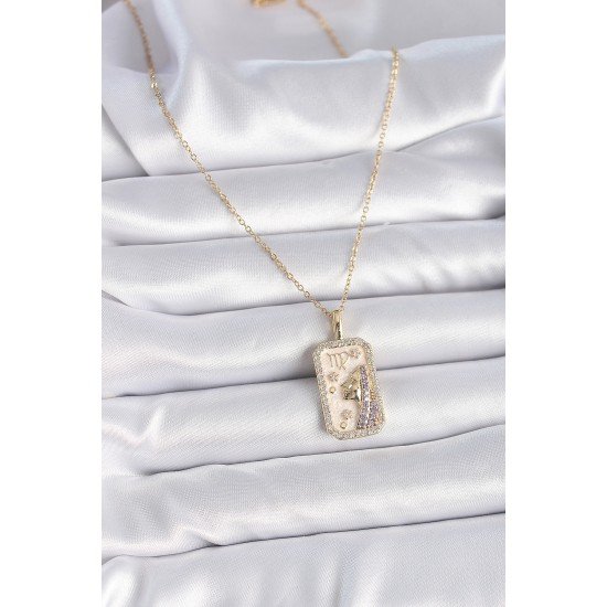 316L Çelik Gold Renk Zincir Başak Burcu Zirkon Taşlı Kadın Kolye 316L Çelik Gold Renk Zincir Başak Burcu Zirkon Taşlı Kadın Kolye