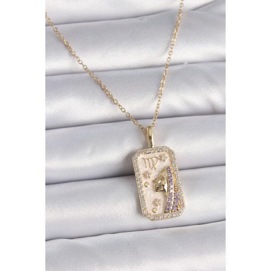 316L Çelik Gold Renk Zincir Başak Burcu Zirkon Taşlı Kadın Kolye 316L Çelik Gold Renk Zincir Başak Burcu Zirkon Taşlı Kadın Kolye