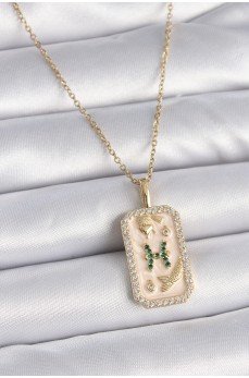 316L Çelik Gold Renk Zincir Balık Burcu Zirkon Taşlı Kadın Kolye