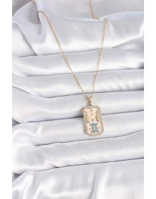 316L Çelik Gold Renk Zincir İkizler Burcu Zirkon Taşlı Kadın Kolye