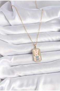 316L Çelik Gold Renk Zincir İkizler Burcu Zirkon Taşlı Kadın Kolye