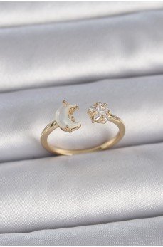 Pirinç Gold Renk İncili Hilal Zirkon Taşlı Yıldız Ayarlanabilir Model Kadın Yüzük Pirinç Gold Renk İncili Hilal Zirkon Taşlı Yıldız Ayarlanabilir Model Kadın Yüzük