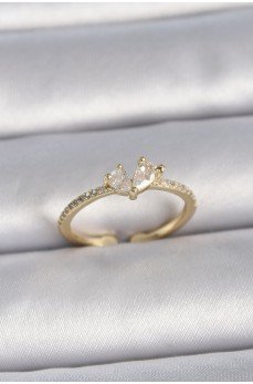 Pirinç Gold Renk Ayarlanabilir Zirkon Taşlı Kalp Model Kadın Yüzük Pirinç Gold Renk Ayarlanabilir Zirkon Taşlı Kalp Model Kadın Yüzük