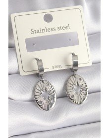 316L Çelik Gümüş Renk Kutup Yıldızı İşleme Kadın Küpe