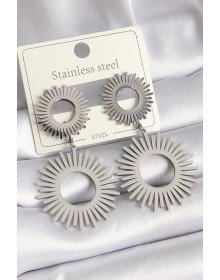 316L Çelik Gümüş Renk Sallantı Güneş Model Kadın Küpe