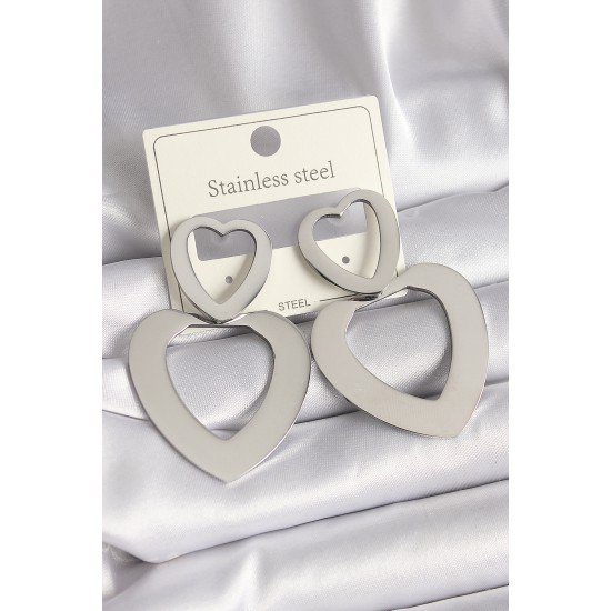 316L Çelik Gümüş Renk Kalp Model Kadın Küpe 316L Çelik Gümüş Renk Kalp Model Kadın Küpe