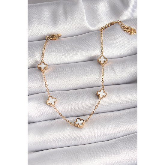 316L Çelik Gold Renk Beyaz Baby Boy Yonca Model Kadın Bileklik 316L Çelik Gold Renk Beyaz Baby Boy Yonca Model Kadın Bileklik