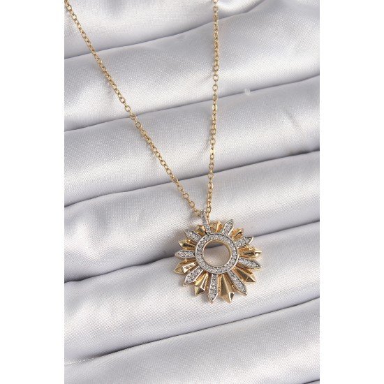 316L Çelik Gold Renk Zincir Zirkon Taşlı Mix Renk Güneş Model Kadın Kolye 316L Çelik Gold Renk Zincir Zirkon Taşlı Mix Renk Güneş Model Kadın Kolye