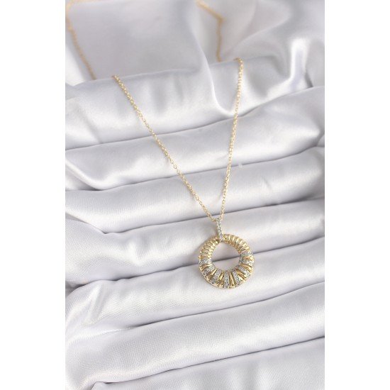 316L Çelik Gold Renk Zincir Gümüş Zirkon Taşlı Daire Model Kadın Kolye 316L Çelik Gold Renk Zincir Gümüş Zirkon Taşlı Daire Model Kadın Kolye