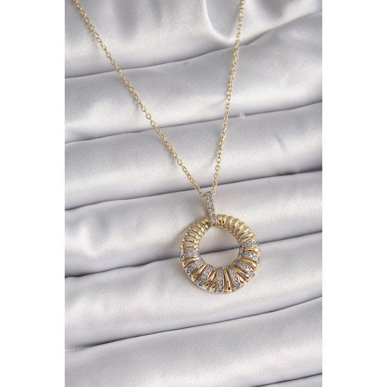 316L Çelik Gold Renk Zincir Gümüş Zirkon Taşlı Daire Model Kadın Kolye 316L Çelik Gold Renk Zincir Gümüş Zirkon Taşlı Daire Model Kadın Kolye