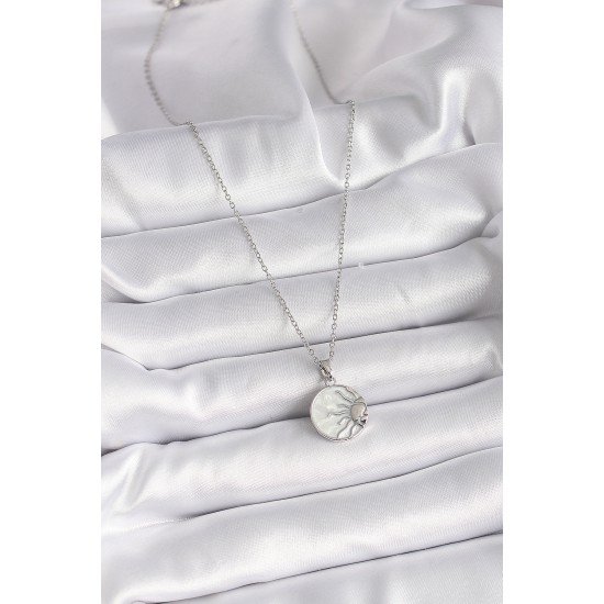 316L Çelik Gümüş Renk Zincir Beyaz Sedefli Gün Batımı Model Kadın Kolye 316L Çelik Gümüş Renk Zincir Beyaz Sedefli Gün Batımı Model Kadın Kolye