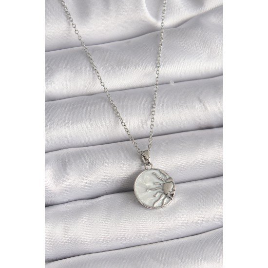 316L Çelik Gümüş Renk Zincir Beyaz Sedefli Gün Batımı Model Kadın Kolye 316L Çelik Gümüş Renk Zincir Beyaz Sedefli Gün Batımı Model Kadın Kolye