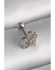 316L Çelik Gümüş Renk Zirkon Taşlı Sonsuzluk Detay Tragus Piercing