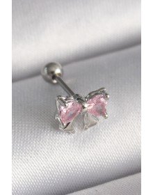 316L Çelik Gümüş Renk Pembe Zirkon Taşlı Fiyonk Tragus Piercing