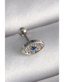 316L Çelik Gümüş Renk Zirkon Taşlı Göz Tragus Piercing