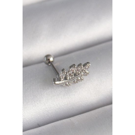 316L Çelik Gümüş Renk Zirkon Taşlı Dal Tragus Piercing 316L Çelik Gümüş Renk Zirkon Taşlı Dal Tragus Piercing