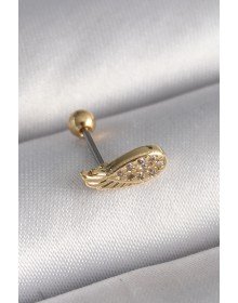 316L Çelik Gold Renk Zirkon Taşlı Kanat Tragus Piercing