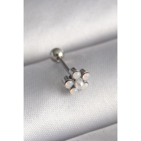 316L Çelik Gümüş Renk Zirkon Taşlı Çiçek Model Tragus Piercing 316L Çelik Gümüş Renk Zirkon Taşlı Çiçek Model Tragus Piercing