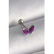 316L Çelik Gümüş Renk Mor Kelebek Model Tragus Piercing