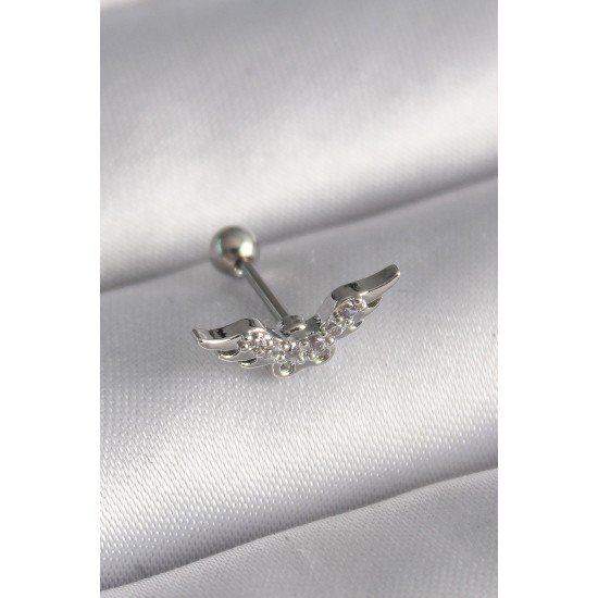 316L Çelik Gümüş Renk Zirkon Taş Detay Kanat Model Tragus Piercing 316L Çelik Gümüş Renk Zirkon Taş Detay Kanat Model Tragus Piercing