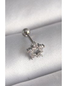 316L Çelik Gümüş Renk Zirkon Taşlı Yıldız Model Tragus Piercing