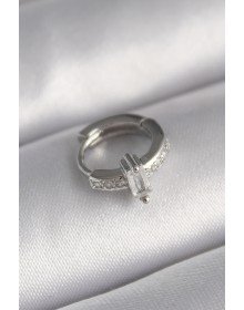 316L Çelik Gümüş Renk Zirkon Taşlı Tragus Piercing