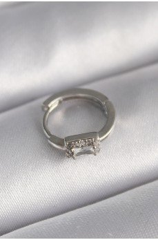 316L Çelik Gümüş Renk Kare Zirkon Taşlı Tragus Piercing