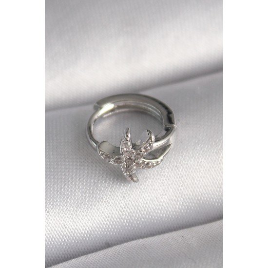 316L Çelik Gümüş Renk Zirkon Taşlı Deniz Yıldızı Model Tragus Piercing 316L Çelik Gümüş Renk Zirkon Taşlı Deniz Yıldızı Model Tragus Piercing