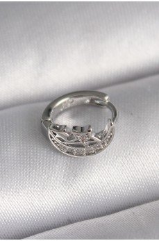 316L Çelik Gümüş Renk Zirkon Taşlı Ay Yıldız Model Tragus Piercing