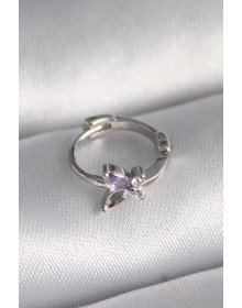 316L Çelik Gümüş Renk Zirkon Taşlı Kelebek Model Tragus Piercing