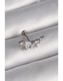 316L Çelik Gümüş Renk Zirkon Taşlı Tragus Piercing