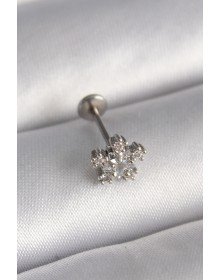 316L Çelik Gümüş Renk Zirkon Taşlı Yıldız Model Tragus Piercing