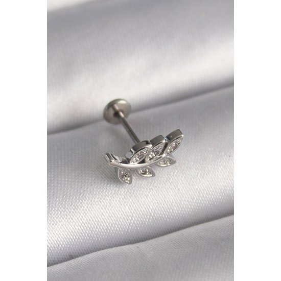 316L Çelik Gümüş Renk Dal Model Zirkon Taş Detaylı Tragus Piercing 316L Çelik Gümüş Renk Dal Model Zirkon Taş Detaylı Tragus Piercing