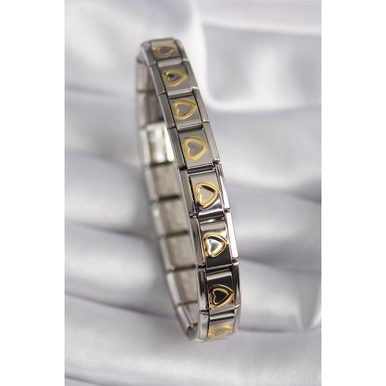 316L Çelik Gümüş Renk Gold Kalp İşleme Nomination Model Kadın Bileklik 316L Çelik Gümüş Renk Gold Kalp İşleme Nomination Model Kadın Bileklik