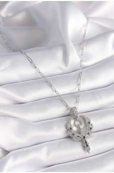 316L Çelik Gümüş Renk Zirkon Taşlı Anka Kuşu Model Kadın Kolye