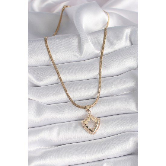 316L Çelik Gold Renk İtalyan Zincir Zirkon Taşlı Kutup Yıldız İşleme Kadın Kolye 316L Çelik Gold Renk İtalyan Zincir Zirkon Taşlı Kutup Yıldız İşleme Kadın Kolye