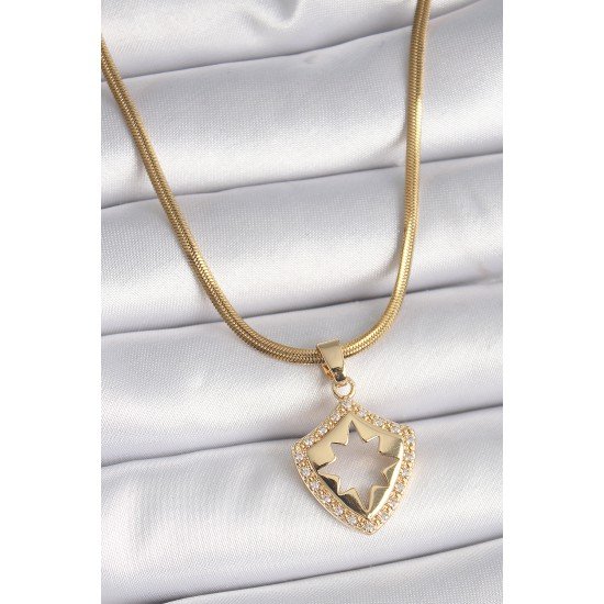 316L Çelik Gold Renk İtalyan Zincir Zirkon Taşlı Kutup Yıldız İşleme Kadın Kolye 316L Çelik Gold Renk İtalyan Zincir Zirkon Taşlı Kutup Yıldız İşleme Kadın Kolye