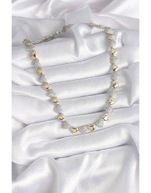 Pirinç Mix Renk Zirkon Taşlı Kalp Model VIP Exclusive Seri Kadın Kolye