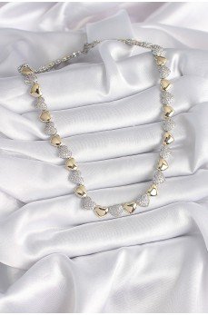 Pirinç Mix Renk Zirkon Taşlı Kalp Model VIP Exclusive Seri Kadın Kolye