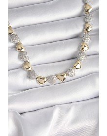 Pirinç Mix Renk Zirkon Taşlı Kalp Model VIP Exclusive Seri Kadın Kolye