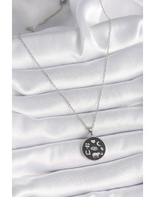 316L Çelik Gümüş Renk Siyah Renk Şans Kolyesi