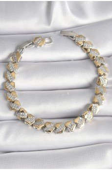 Pirinç Mix Renk Kalp Model Zirkon Taşlı VIP Seri Kadın Bileklik Pirinç Mix Renk Kalp Model Zirkon Taşlı VIP Seri Kadın Bileklik