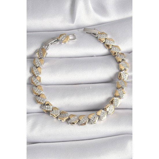 Pirinç Mix Renk Kalp Model Zirkon Taşlı VIP Seri Kadın Bileklik Pirinç Mix Renk Kalp Model Zirkon Taşlı VIP Seri Kadın Bileklik