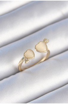 Pirinç Gold Renk Beyaz Mineli Kalp Model Kadın Yüzük Pirinç Gold Renk Beyaz Mineli Kalp Model Kadın Yüzük