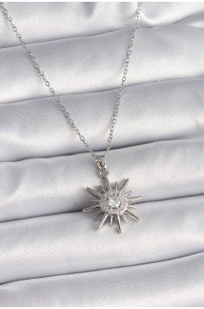 316L Çelik Gümüş Renk Zincir Zirkon Taşlı Güneş Model Kadın Yüzük