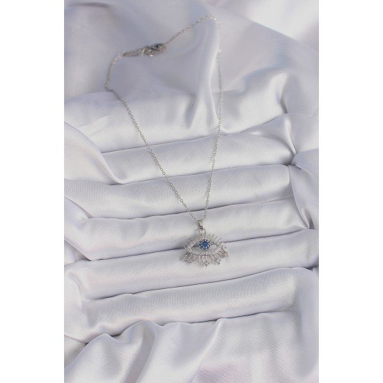 316L Çelik Gümüş Renk Zincir Zirkon Taşlı Göz Model Kadın Kolye 316L Çelik Gümüş Renk Zincir Zirkon Taşlı Göz Model Kadın Kolye