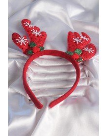 Yılbaşı Temalı Kar Tanesi İşleme Detay Geyik Boynuzu Figürlü Taç